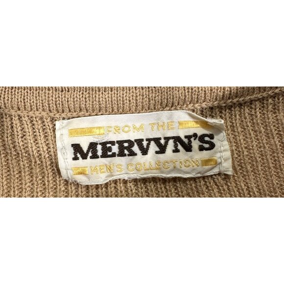 vintage mervyns Men Collection Tan Blue Pullover Sweater Medium Retro Hipster - Picture 14 of 14
